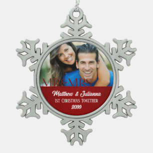 Ornement Flocon De Neige Red Damask 1er Christmas Together Photo