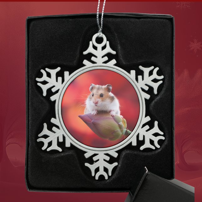 Ornement Flocon De Neige Red Lotus Bud Hamster (Créateur téléchargé)