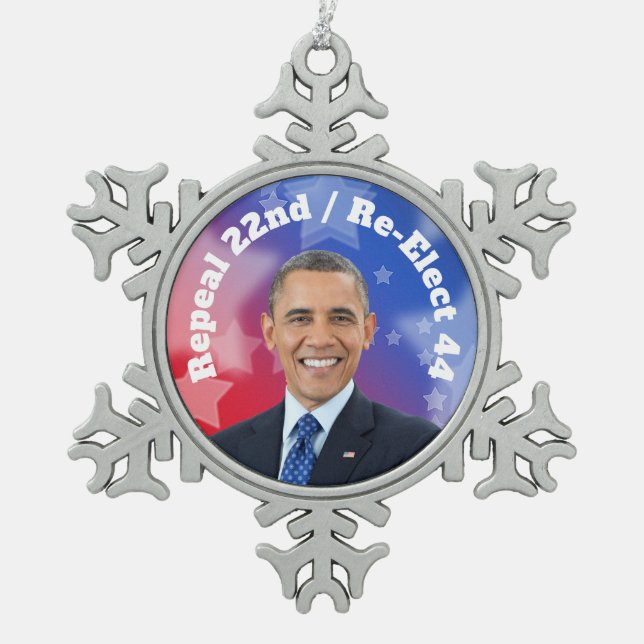 Ornement Flocon De Neige Réélire le président Obama (Devant)
