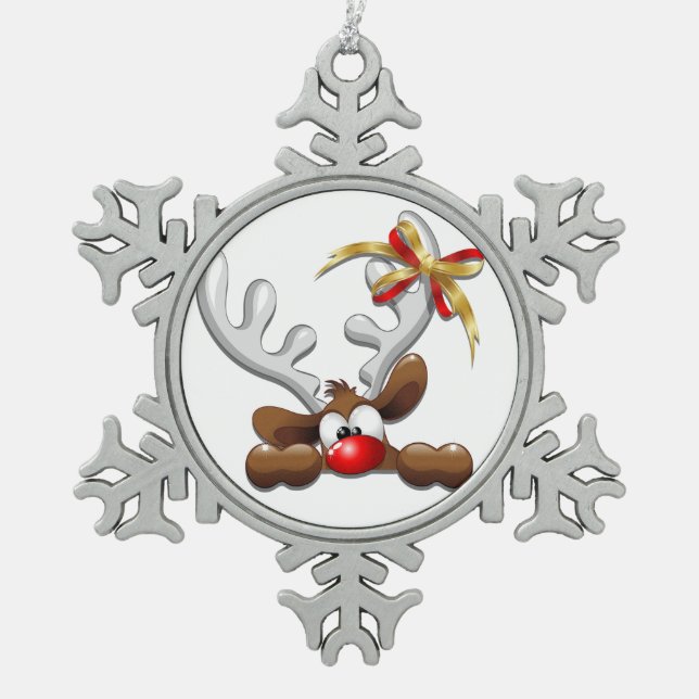 Ornement Flocon De Neige Reindeer Puzzled drôle Caractère de Noël (Devant)