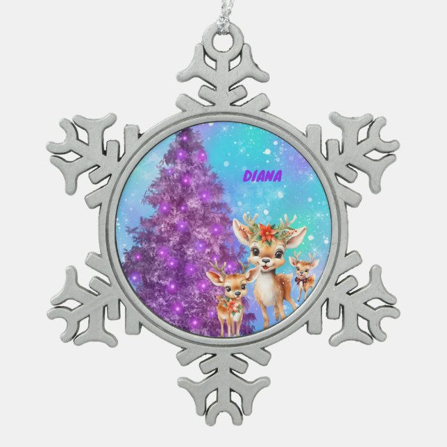 ORNEMENT FLOCON DE NEIGE REINDEER'S SNOWFLAKE ORNAMENT PERSONALIZED (Devant)