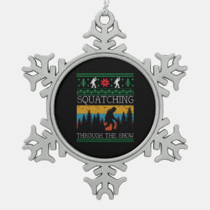Ornement Flocon De Neige Retro Sasquatch Bigfoot laide de Noël