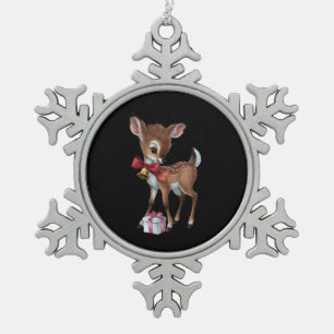 Ornement Flocon De Neige Retro Vintage Reindeer rose Noël Baby Deer