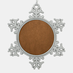 Ornement Flocon De Neige Revêtement Brown en cuir de vache