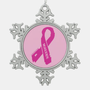 Ornement Flocon De Neige Ribbon déchiré/Guerrier...Cancer du sein