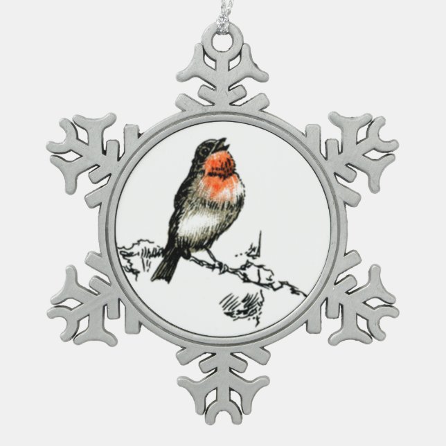 Ornement Flocon De Neige Robin de Noël (Devant)