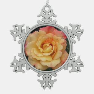 Ornement Flocon De Neige Rose Beautiful Pink and Yellow Floral
