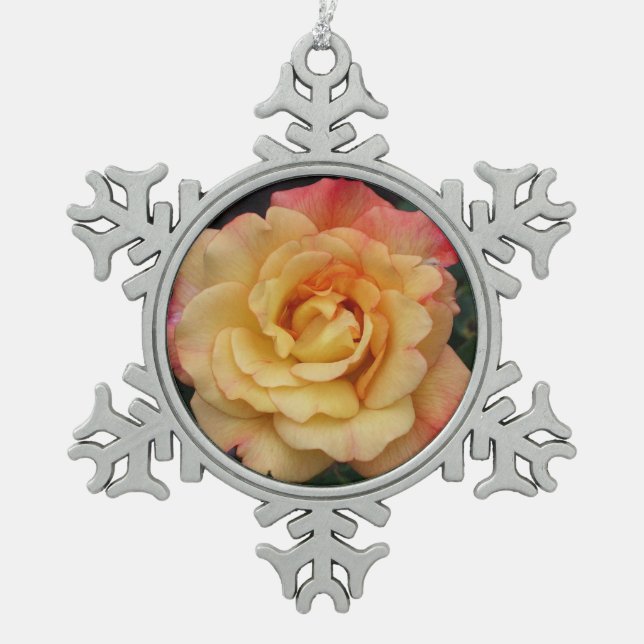 Ornement Flocon De Neige Rose Beautiful Pink and Yellow Floral (Devant)