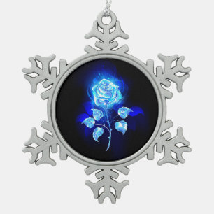 Ornement Flocon De Neige Rose bleu brûlant