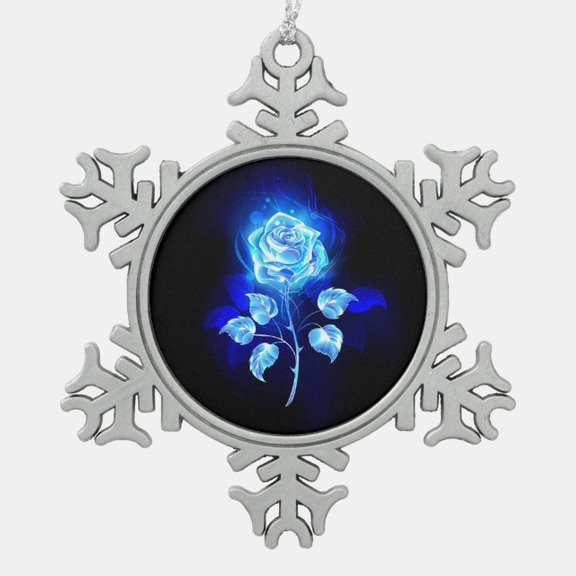 Ornement Flocon De Neige Rose bleu brûlant (Devant)