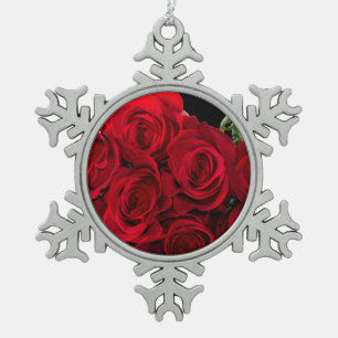Ornement Flocon De Neige Rose rouge