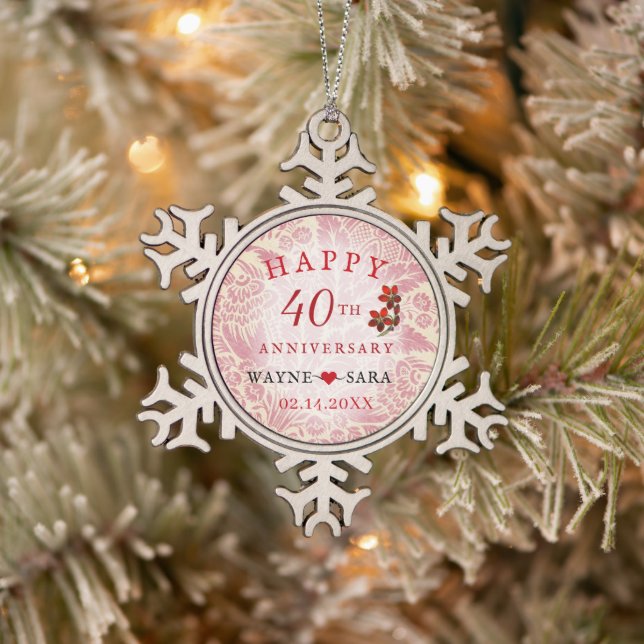 Ornement Flocon De Neige Ruby 40e anniversaire du Mariage (Arbre)