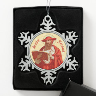 Ornement Flocon De Neige Saint Jérôme comme cardinal avec livre (P 004)