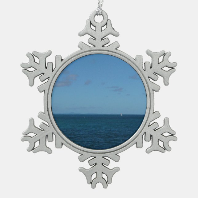 Ornement Flocon De Neige Sainte-Lucie Horizon Océan Bleu (Devant)