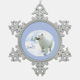 Ornement Flocon De Neige Samoyed Noel