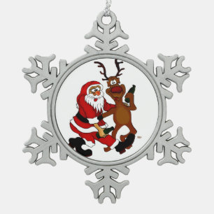 Ornement Flocon De Neige Santa Claus avec orignal - Prost it bags!