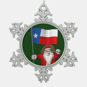 Ornement Flocon De Neige Santa Claus with Ensign Of Texas