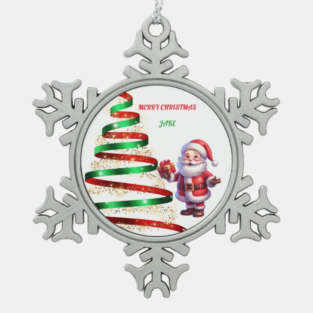 ORNEMENT FLOCON DE NEIGE SANTA PEWTER SNOWFLAKE ORNAMENT (Devant)
