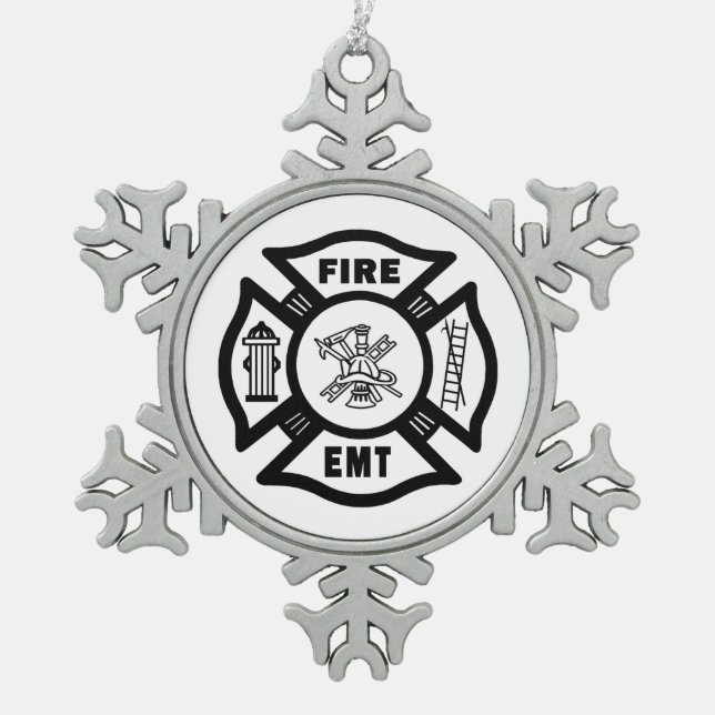 Ornement Flocon De Neige Sapeur-pompier EMT (Devant)