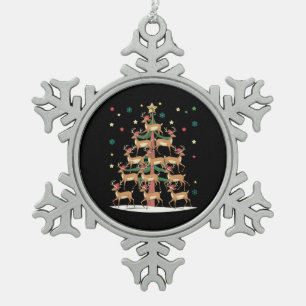 Ornement Flocon De Neige Sapin de Noël Cerf Drôle de Vacances Mignon Renne 
