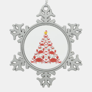 Ornement Flocon De Neige Sapin de Noël Crabe Chapeau de Père Noël Lumières