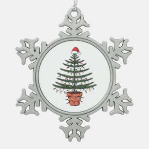 Ornement Flocon De Neige Sapin de Noël de l'île Norfolk en pot Araucaria