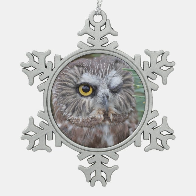 Ornement Flocon De Neige Scie-affûtez le hibou (Devant)