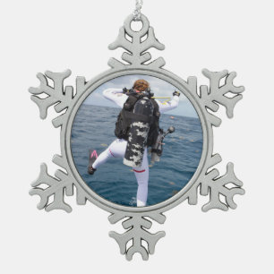Ornement Flocon De Neige Scuba Diver Jump