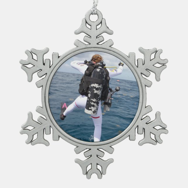 Ornement Flocon De Neige Scuba Diver Jump (Devant)