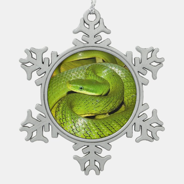 Ornement Flocon De Neige Serpent de rat vert de Bush (Devant)