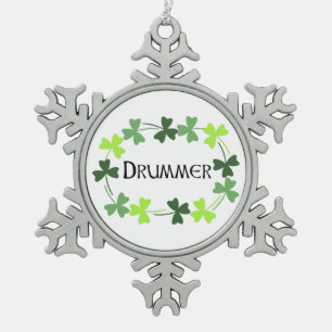 Ornement Flocon De Neige Shamrock tambour Oval