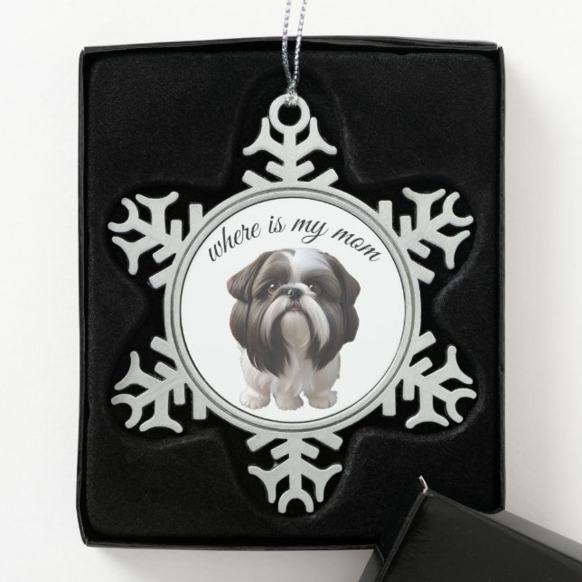 Ornement Flocon De Neige Shih Tzu - Où Est Ma Mère (Boîte)
