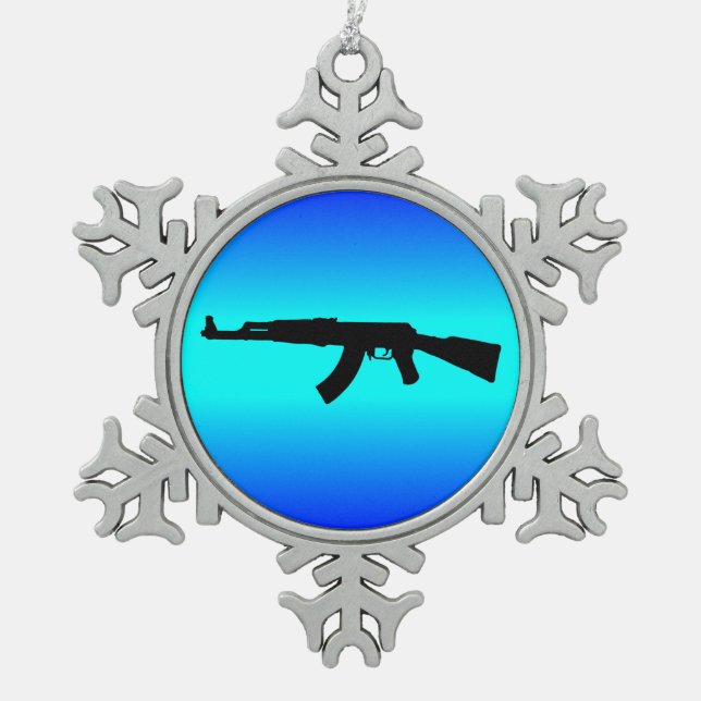 Ornement Flocon De Neige Silhouette d'AK-47 (Devant)