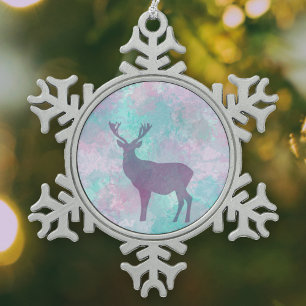 Ornement Flocon De Neige Silhouette de cerf Simple abstrait Winter Mignonne