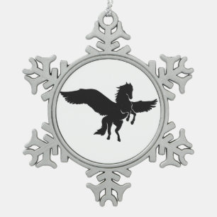 Ornement Flocon De Neige Silhouette Pegasus - Choisir la couleur arrière -