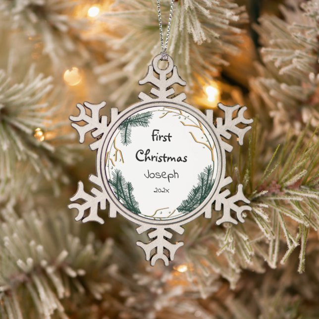 Ornement Flocon De Neige simple élégant bébé premier noël (Arbre)