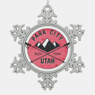 Ornement Flocon De Neige Ski de Park City Utah