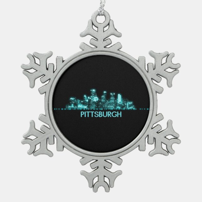 Ornement Flocon De Neige Skyline de Pittsburgh (Devant)