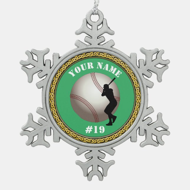 Ornement Flocon De Neige Snowflake Orament Baseball - Ajouter Nom & Numéro (Devant)