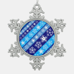 Ornement Flocon De Neige Snowflake Stripes Bleu