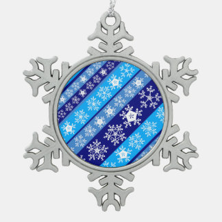 Ornement Flocon De Neige Snowflake Stripes Bleu