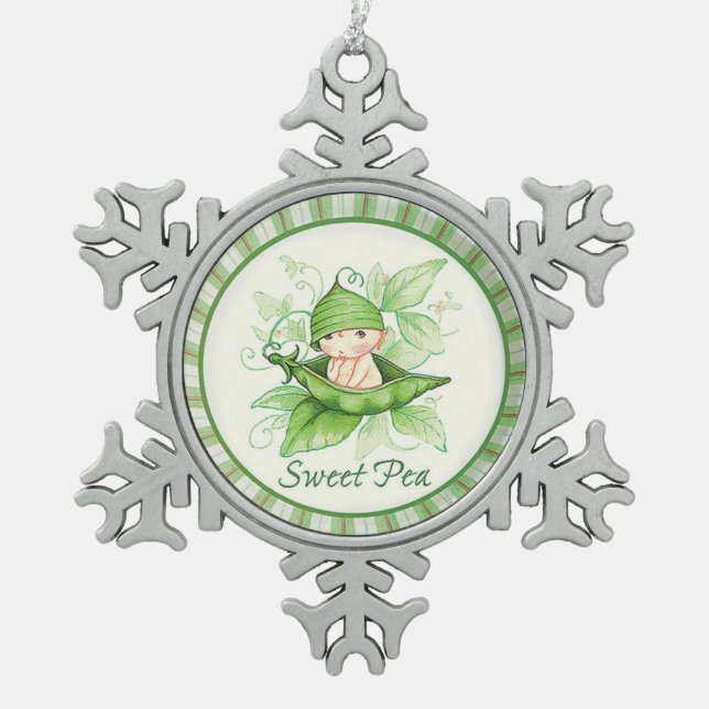 Ornement Flocon De Neige Snowflake Sweet Pea Framed Ornament (Devant)