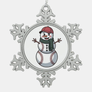 Ornement Flocon De Neige Snowman Baseball Noël Père Noël Baseball Sport