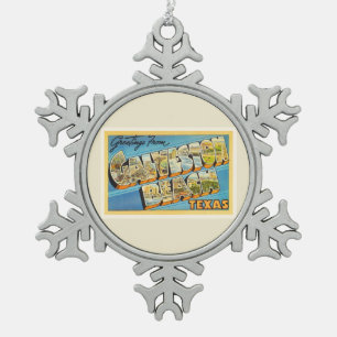 Ornement Flocon De Neige Souvenir de Vintage voyage du Texas TX de plage de