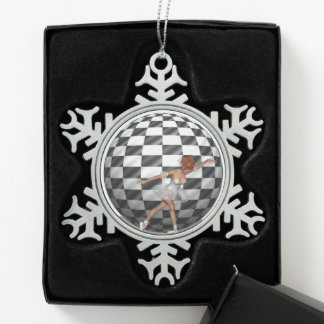 Ornement Flocon De Neige Sphère à carreaux B & W Belle danseuse de ballet