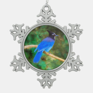 Ornement Flocon De Neige Steller's Jay Painting - Art original pour oiseaux