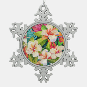 Ornement Flocon De Neige Style de peinture à l'huile florale tropicale