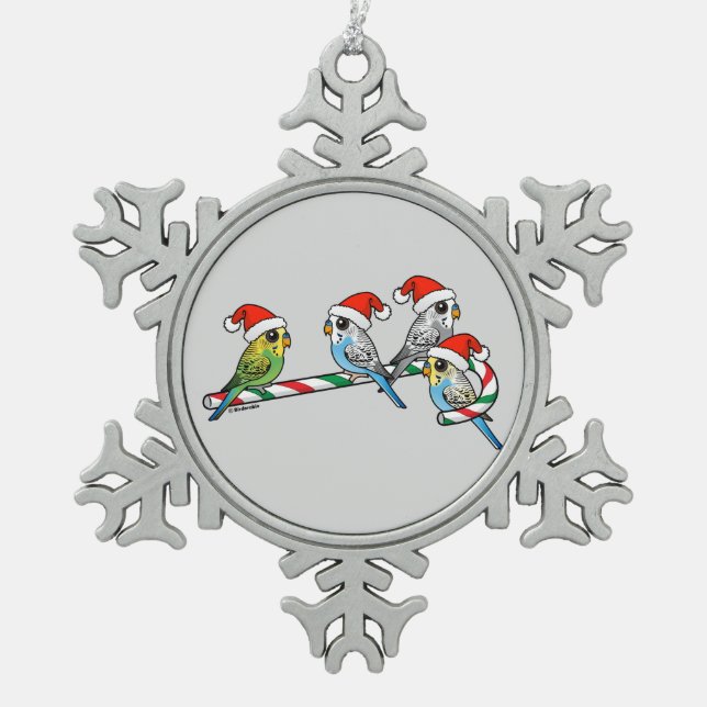 Ornement Flocon De Neige Sucre de canne Père Noël Budgies (Devant)