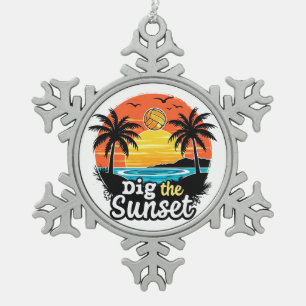 Ornement Flocon De Neige "Sunset volleyball" -Volleyball design pour les jo