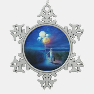 Ornement Flocon De Neige Surreal Little Girl quitte la maison pour d'autres
